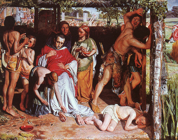 A Converted British Family Sheltering a Christian Missionary from the Persecution of the Druids