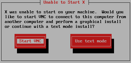 Choosing VNC or text mode