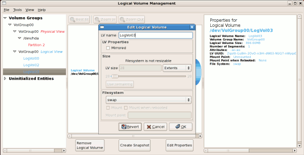 Edit Logical Volume